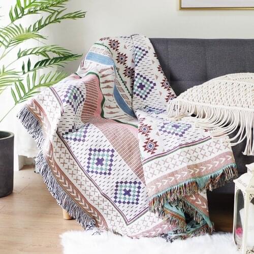 Bohemian Printed Sofa Bed Throw Blanket Knitted Nordic Style Chair Sofa Towel Cover