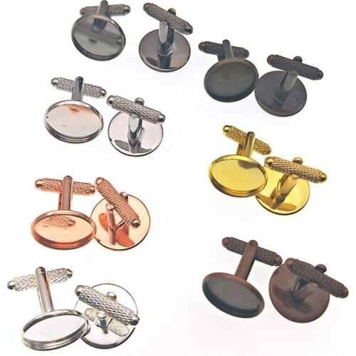 10pcs 12/14/16/18/20mm Copper Round Cufflink Cabochon Base French Cufflinks Blank Setting Base For DIY Clothes Jewelry Making