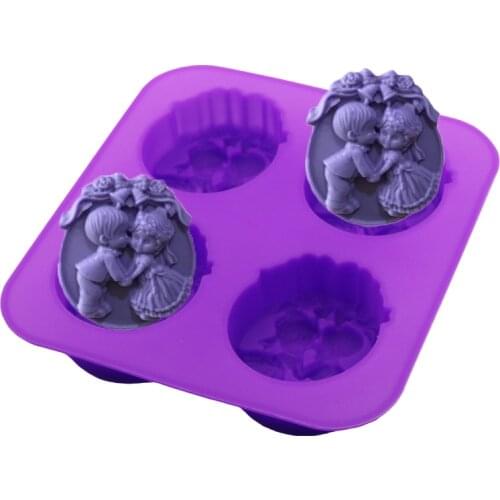Boy And Girl With Angel Wedding Soap Silicone Mold Lovers Kiss Chocolate Cake Valentine Decoration Silicone Seifenformen