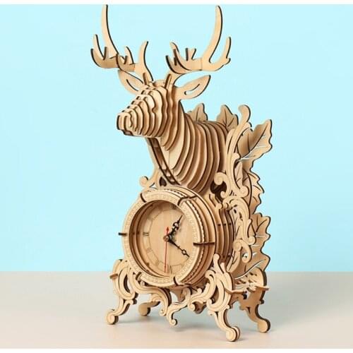 T5EC Wooden Bracket Clock 3D Disassemble Montessori Jigsaw Block Toy for Activity Center Christmas Gift DIY Art Craft