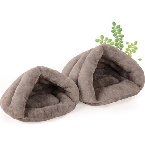 Triangle Pet Bed Semi-Enclosed Cat Kennel Small Pet Cushion Thick Sleeping Bag Yurt Winter Warm Dog House Cat Supplies