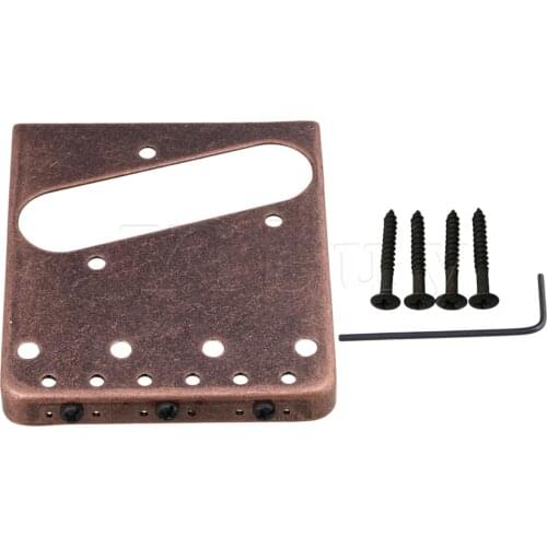 Yibuy Red Bronze 6 String Hard Tail Fixed Guitar Bridge Saddle with Wrench
