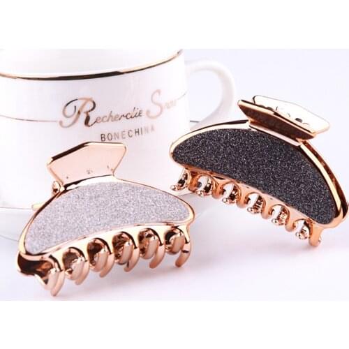 1 Pcs Simple Chic Women Hairpins Crab Claw Fashion Solid Glitter Scrub Hair Clips For Female Headwear Hair Styling Accessories
