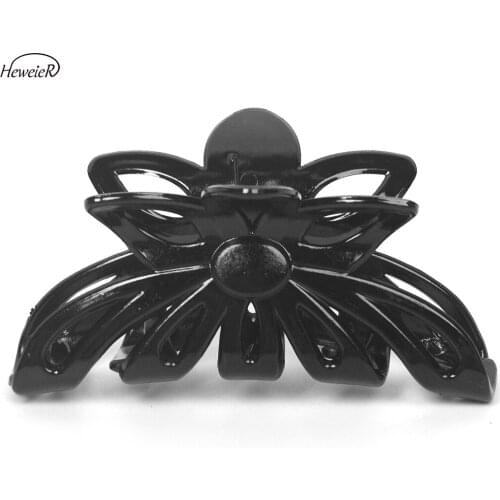 Women Ladies Plastic Black Hollow Flower Hair Crab Clamp Grasp Claws Clip Headwear Hairpins Headdress Hairpiece Hair Accessories