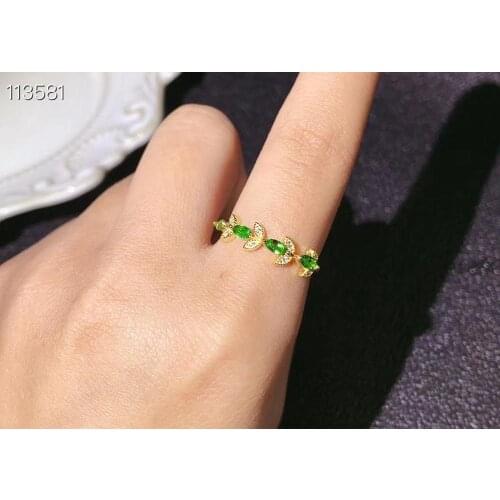 Natural Tsavorite womens ring simple and exquisite 925 pure silver latest design