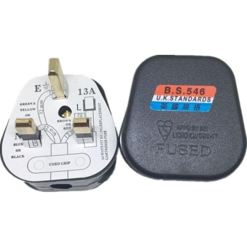 10pcs UK British Plug Connect Rewirable AC Power Cord Cable industry wiring adaptor detachable plug 13A pure copper with FUSE