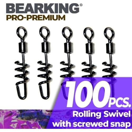 100PCS Hot model Bearking Rolling swivel with screwed snap Ball Bearing rolling Swivel Solid Ring Fishing Connector Fishing Hook