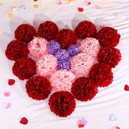12" 30cm Flower Pompom Tissue Paper Pom Poms Christmas Halloween Birthday Wedding Engagement Party Decoration Paper Flower Balls