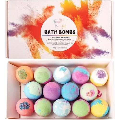 14PCS/Set Organic Bath Bombs Handmade Bath Bomb with Essential Oil & Shea Butter to Moisturize Skin for Women, Men, Kids