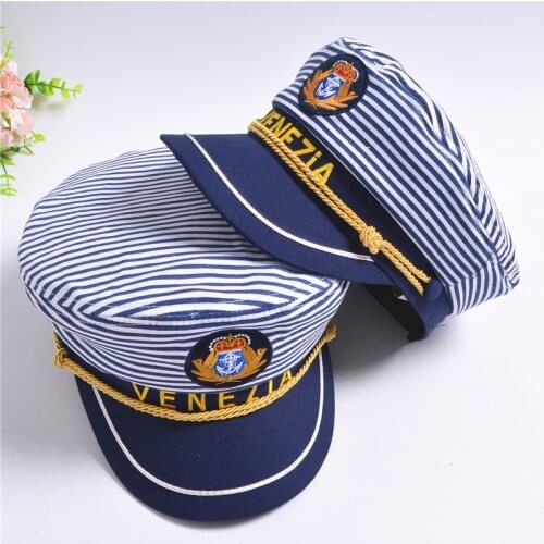 2020 party hat striped navy military hat cap fashion flat sailor captain hat family sailor cap bone women men tage costumes