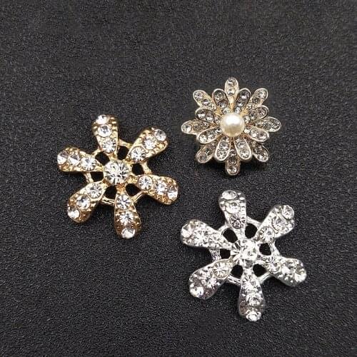 2020New 60Pcs Rhinestones Flower Button for DIY Wedding Clothes Button and Hair Accessories HZ669-HZ670