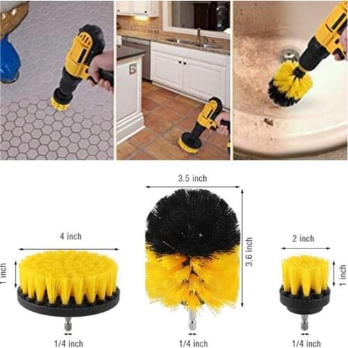 3Pcs Drill Brush Universal Cleaner Scrubber Brushes Auto Care Grout Floor Tub Shower Tile Bathroom Kitchen Surface Cleaning Tool
