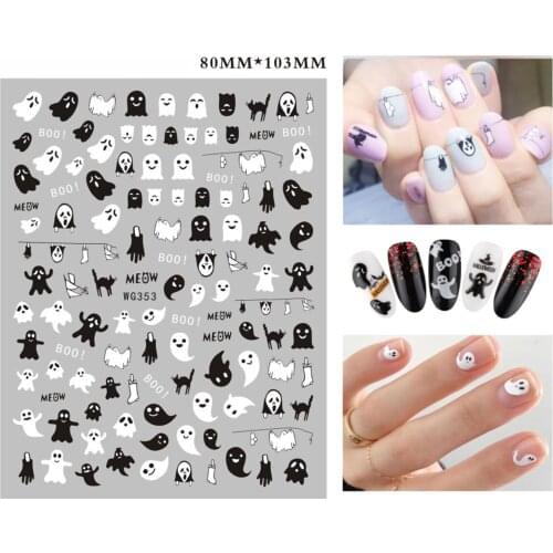 3D Nail Sticker Foil Nails Art Decoration Nail Supplies Halloween Ghost Mask Face Design Stickers for Nails Manicure Accessories