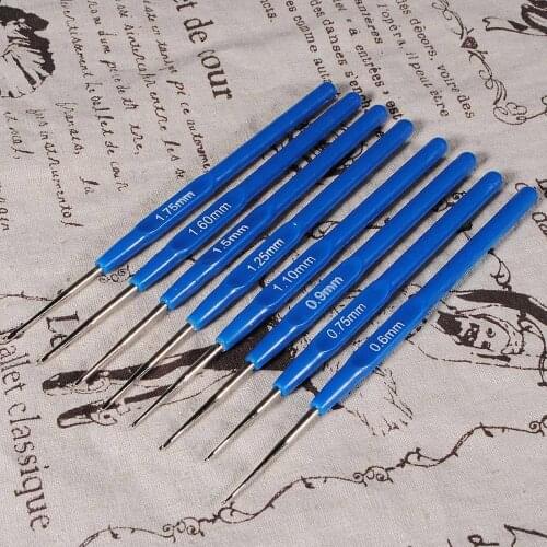 8Pcs/Set Meal Crochet Hook Knit Knitting Needle Weave Craft Tip Yarn Blue Plastic Sewing Tools 0.6-1.75mm