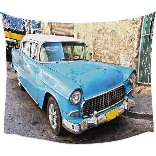 Retro Car Old Building Wall Tapestry Home Wall Decor Tapestry Bedroom Tapestry Wall Hanging Picnic Mat Yoga Mat