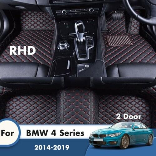 RHD Car Floor Mats For BMW 4 Series 2 Door 2019 2018 2017 2016 2015 2014 Waterproof Leather Carpets Car Accessories Foot Pads