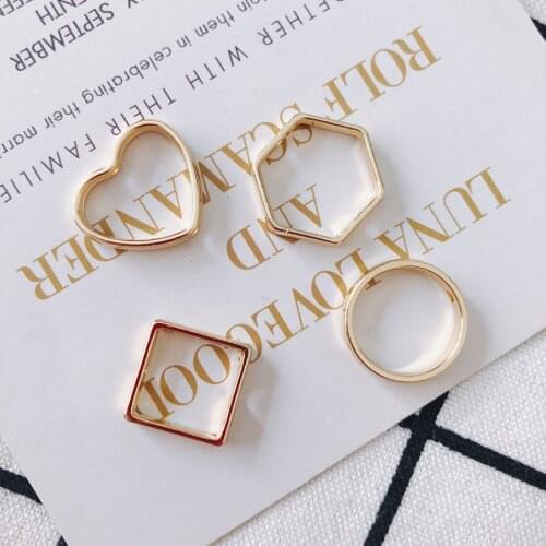 DIY Jewelry Findings Bright Gold Tone Plated Alloy Geometry Charms 40pcs Hollow Out Heart Square Round Hexagon Necklace Pendants