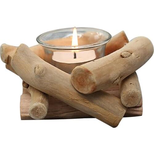 Environmental Protection Wooden New Chinese Ornaments Gift Crafts Candle Holder Wooden Crafts Creative Home Decoration Supplies