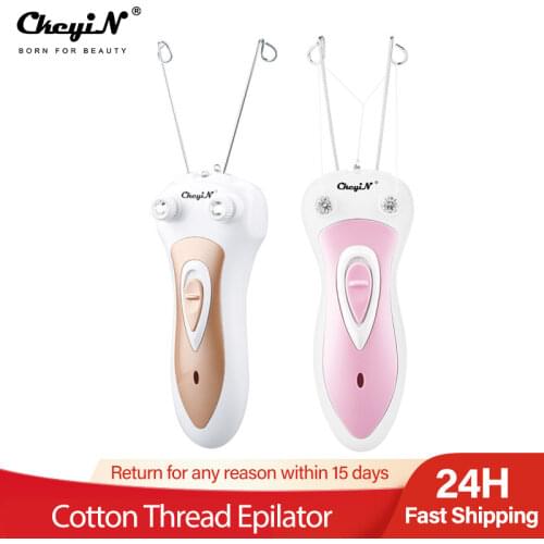 Electric Women Epilator Men Body Face Leg Neck Facial Hair Remover for Lady with Cotton Thread Defeather Makeup Cosmetic Tool
