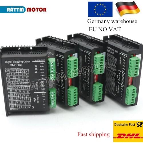 EU Ship 4Pcs Digital stepper motor driver DM556D 5.6A 256 microstep High performance design fit nema17 or nema 23 motor