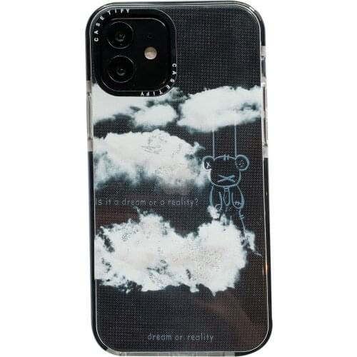 Artistic Bear & Cloud Case for iPhone 12 Pro Max Back Phone Cover for 12 Mini 11 Pro Max X XS XR 8 7 Plus SE 2020 Capa