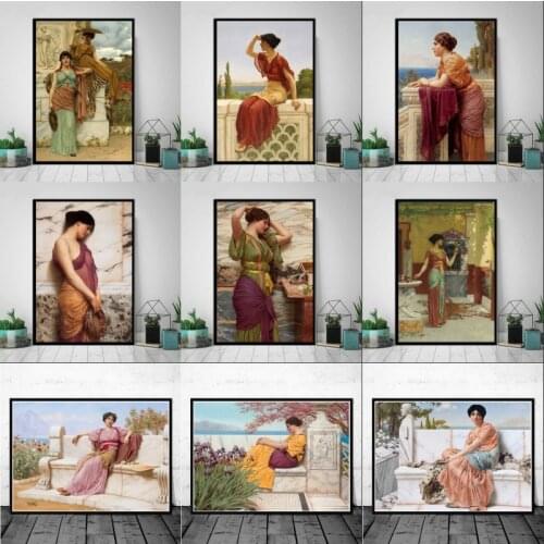 John William Godward Woman Canvas Art Oil Paintings Artwork Poster Picture Wall Decor Home Living Room Decoration