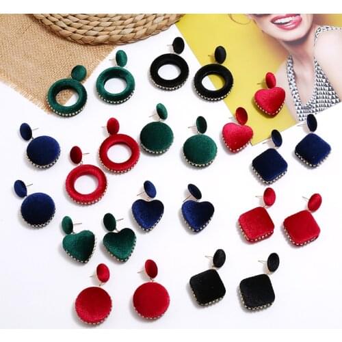 Fashion exquisite velvet pendant earrings personality creative geometry hollow earrings ladies everyday elegant party earrings