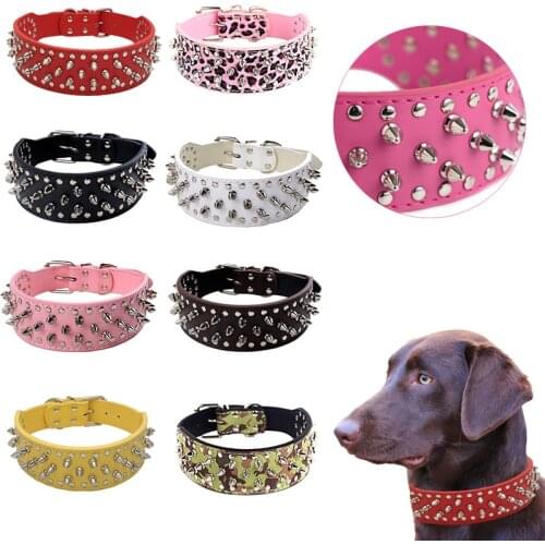 Fashion Dog Collar With Rivet Pet Necklace Punk Style For Small Medium Large Dogs Cool Adjustable Collars Puppy Dogs Accessories