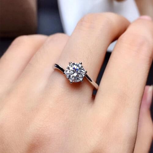 Moissanite ring for women wedding 1CT 6.5MM round excellent cut VVS1 top quality girl jewelry free ship real 925 sterling silver