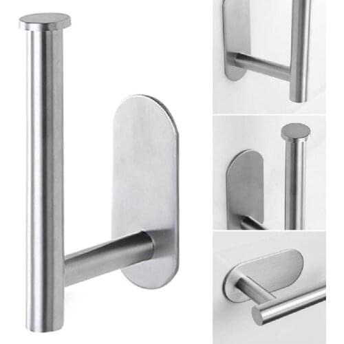 Stainless Steel Toilet Roll Paper Holder Towel Tissue Hanging Rack Kitchen Bathroom Organizer Shelves Punch-Free
