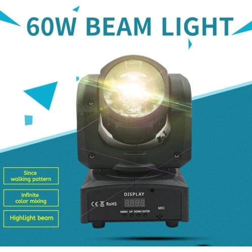 New 60W LED RGBW 4 in 1 Beam Moving Head Beam Super Bright Control LED DJ Spotlight DMX Control Light For Disco Party Club Dance