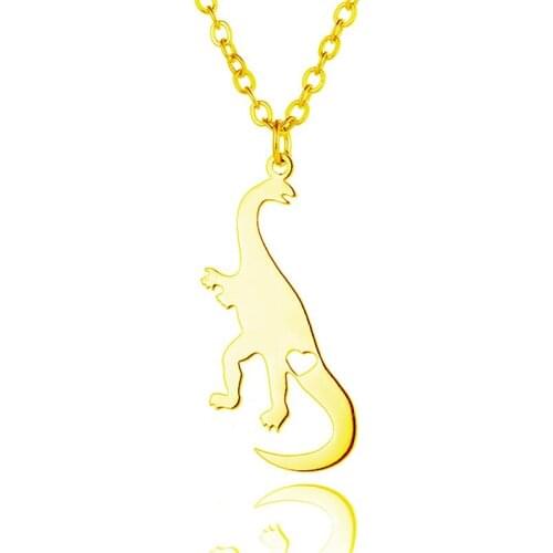 Wholesale Trendy Dinosaur Stainless Steel Necklace Dinosaur Heart Pendant Necklace Women Fashion Dinosaur Jewellery Gift