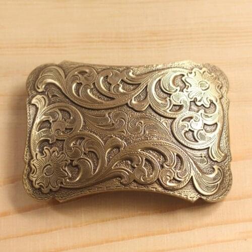 High Quality Antique Vintage Flower Carved,Solid Brass Production,Exquisite Designs Mens Solid Copper Brass Belt Buckle