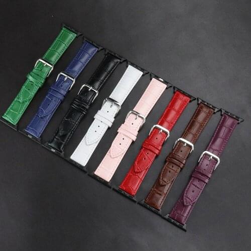 Animal Skin Genuine Leather Strap 38 40mm Black Brown Band Apple Watch Series 5 4 3 2 1 Sport Belt 40 42mm Multicolor Wristband