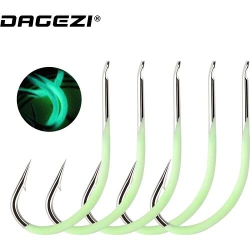 DAGEZI 10Pcs/Lot High Carbon Steel Luminous Fishing Hook #9-#18 Fishhooks Durable Pesca barbed hook Fishing Tackle