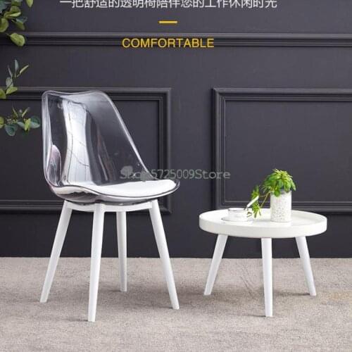 Nordic province space small apartment fashion makeup transparent chair plastic crystal white dining chair designer nail chair