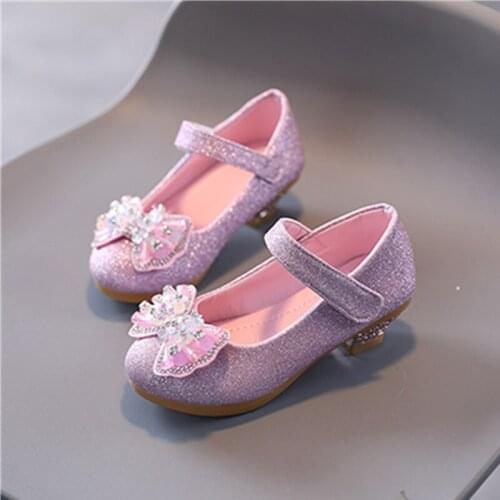Children Girls 14 15 Years old High Heel Princess Shoes For Kids School Sequins Wedding Party Dance Crystal Shoes New 2021 Gold