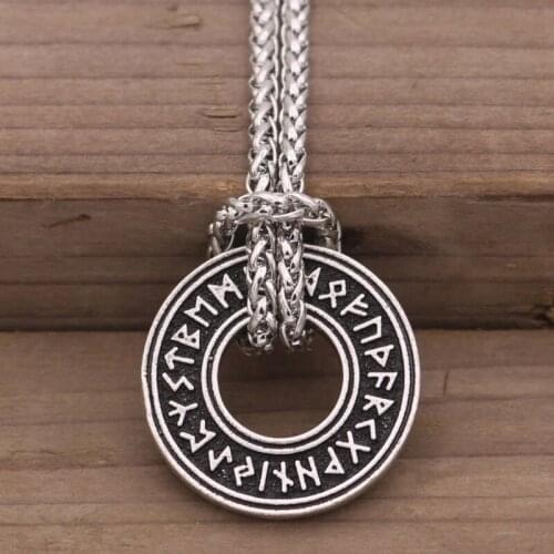 Vintage Runic Vegvisir Compass Pendant Necklace Pagan Elder Futhark Runes Viking Necklace Norse Amulet Talismans Jewelry