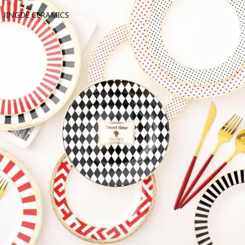 Phnom Penh Western Dinner Plate Household Ceramic Dinner Plate Steak Plate Creative Dessert Display Light Luxury Plate