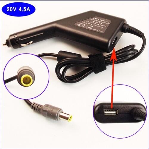 20V 4.5A Laptop Car DC Adapter Charger Power+USB for IBM Lenovo Thinkpad 40Y7671 40Y7672 40Y7673 40Y7674 40Y7675 40Y7696 40Y7699