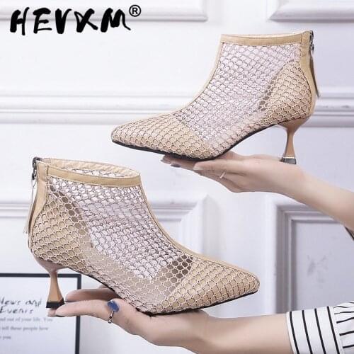 2021 New High Heels Women Shoes Sandals Fashion Design Mesh Pointed Stiletto Pumps Summer Ladies Shoes Office Party Fashion Shoe