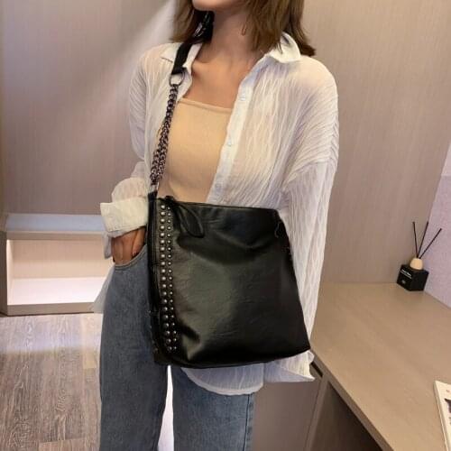 Women Leather Handbags Large Capacity Tote Bag Rivet Casual Shoulder Bag Female Famous Brand Chain Crossbody Bags for