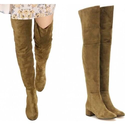 Womens Ladies Thigh High Over The Knee Boots Block Heel Long Boots Party Shoes Plus Size Custom Made Colors New 2021