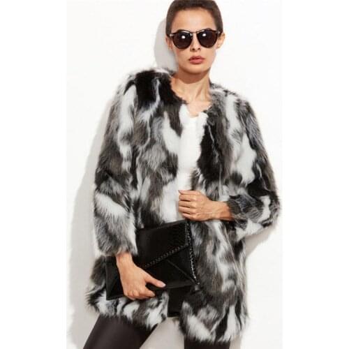 Abrigo Mujer S/9Xl WomenS Casual Autumn Winter Fake Fur Overcoats Oversized Female Mixd Color Imitation Fur Outwears J3246
