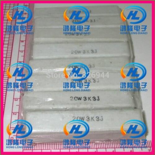 10pcs/lot) 20W 3.3K ohm +/-5% Horizontal cement resistor / 20W 3K3J ohm 5% Cement resistance / 20W 3.3KRJ Ceramic resistor