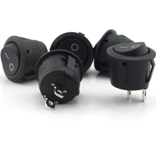 10 PCS/LOT Small Round Rocker Switch Black 2-Pin 2-Files 3A/250V 6A/125V Seesaw Power Switch Round Switch 16*10mm Switch