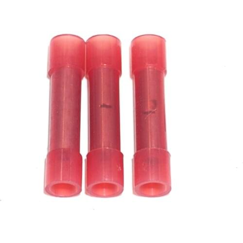 100) Car Audio Wire Butt Connectors Red NYLON 22-18 Ga AWG Gauge Terminals