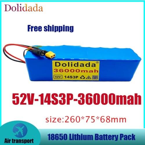 18650 52V 36000mah14S3P Lithium Battery Pack 52V 36AH 2000W electric bicycle battery Built in 20A BMS XT60