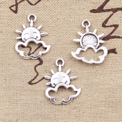 30pcs Charms Sun Cloud 20x17mm Antique Bronze Silver Color Pendants Making DIY Handmade Tibetan Bronze Silver Color Jewelry