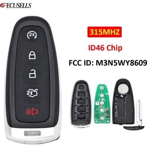 4+1/5 Button Remote Smart Prox Key Transmitter Car Key 315Mhz ID46 Chip M3N5WY8609 for Ford Explorer Edge Expedition Flex C-Max